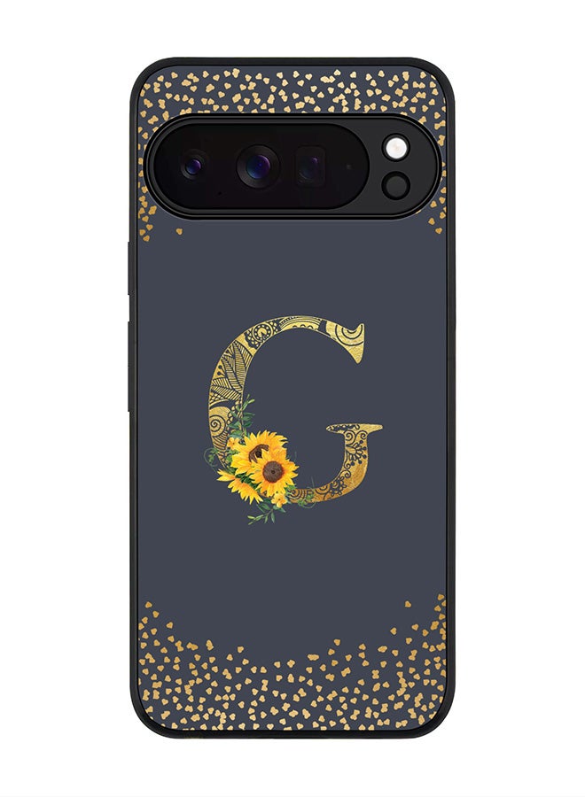 For Google Pixel 10 Pro Case,Slim fit Camera Protection, Shockproof Thin Phone cover  - Custom Floral Monogram - G  (Grey )